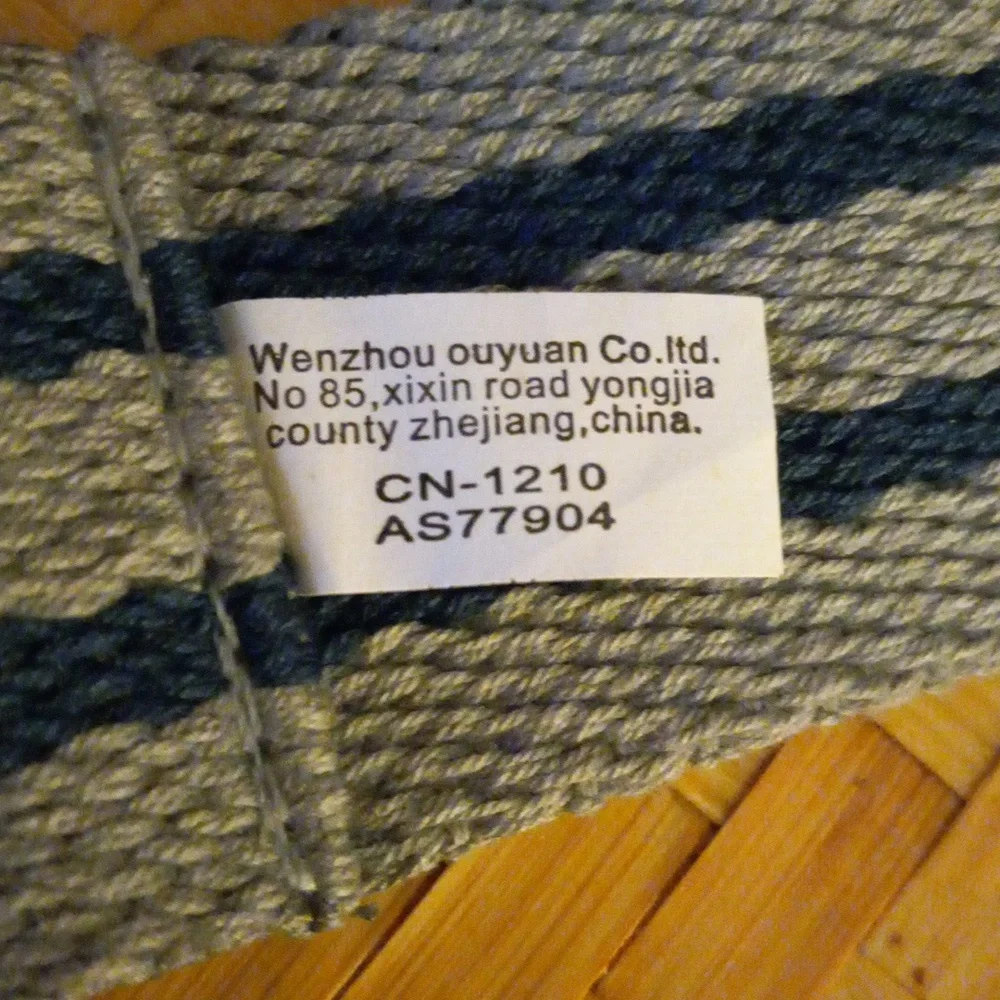 Wenzhou Ouyuan Co. Ltd. Nautical Gray and Blue Striped Men's Belt Sz. 40